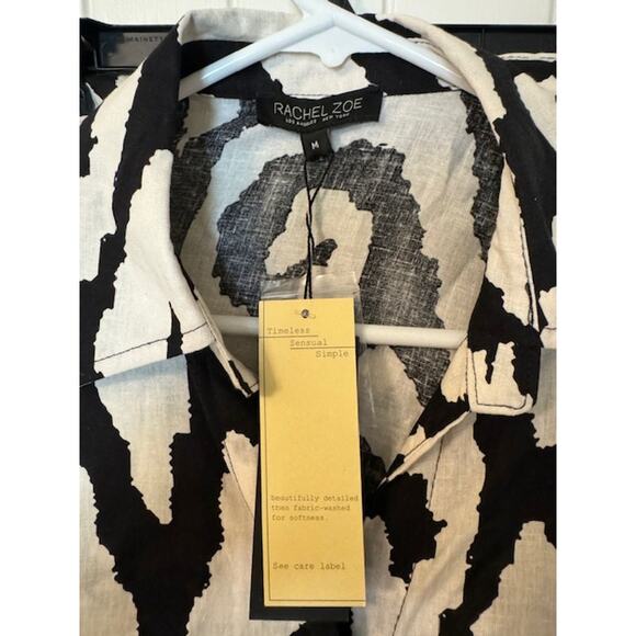 RACHEL ZOE 3 Piece Linen Blend Black White Damask Print Set S/M - Picture 3 of 11